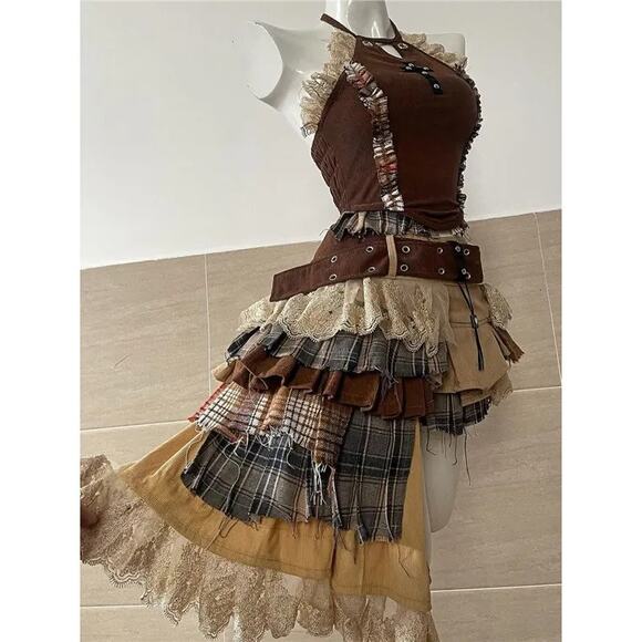 Y2K Steam Punk Fantasy Anime Cosplay 2 Piece Dress & Top Set - Size XS (0-2) - Picture 2 of 6